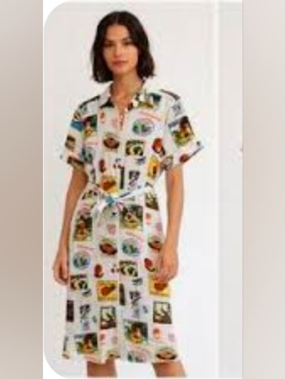 Jane and Delancey Cream Dress with Multicolor Fruit & Label Print